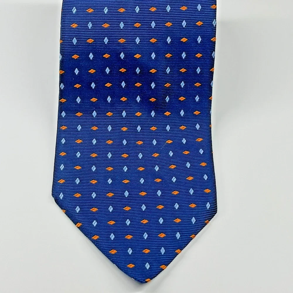 Brooks Brothers 346 Repp‎ Silk Men's Necktie Navy Geometric Colorful Diamonds